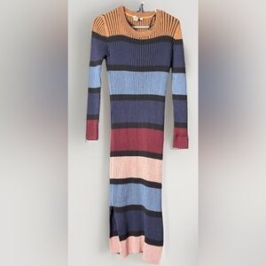 DOLAN Anthropologie $160 Sweater Dress Ribbed Striped Midi Bodycon Size M